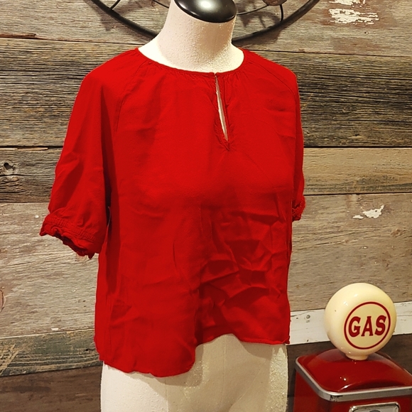 J Crew - Madewell cropped red shirt - Picture 1 of 3